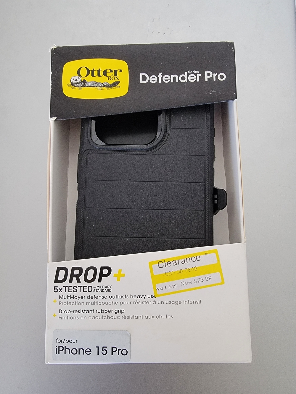 OtterBox Defender Pro Rugged Black Case for iPhone 15 Pro